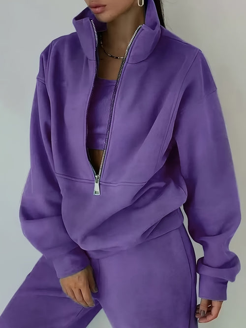 Women's Black Knit Zip-Up Pants - product view 1
