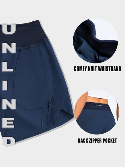 7" Shorts for Women High Waist Quick Dry Shorts with 3 Zipper Pockets Lounge Casual