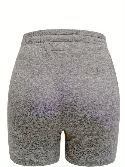 Women's Camping Life Pattern Printed Drawstring Shorts- Lightweight Elastic Polyester Blend Casual Shorts Suitable for Outdoor Adventures and Casual Wear, All-Season Machine Washable