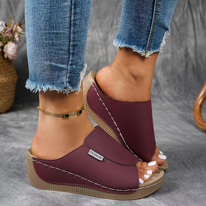 Lady Elegant Comfort Arch Support Sandals - Lady Solid Color Sandals - Breathable, Soft Sole, Fashionable, Versatile, Daily Wear, Casual Terrace, Elegant, Lightweight Summer Fashion Heeled Sandals