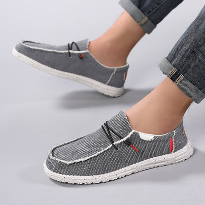 Men's Shoes 2025 New Spring and Autumn Casual Lightweight Thick-soled Canvas Shoes One-leg Couples Sports Soft-soled Loafers Driving Shoes Simple Women's Shoes