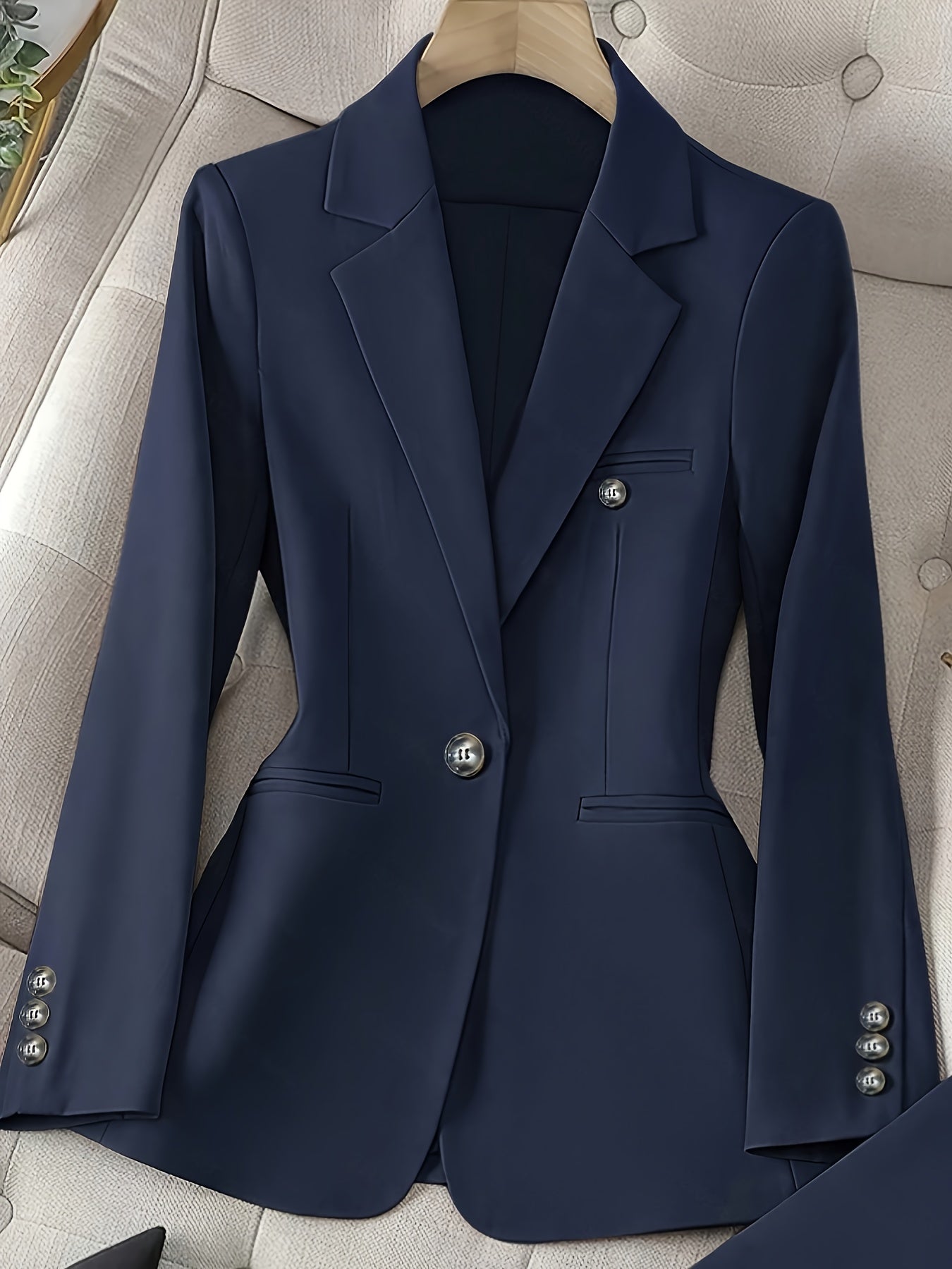 Solid Color Single Button Long Sleeve Single-Breasted Waistcoat Suit Pants 2pcs Set