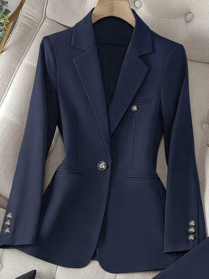 Solid Color Single Button Long Sleeve Single-Breasted Waistcoat Suit Pants 2pcs Set