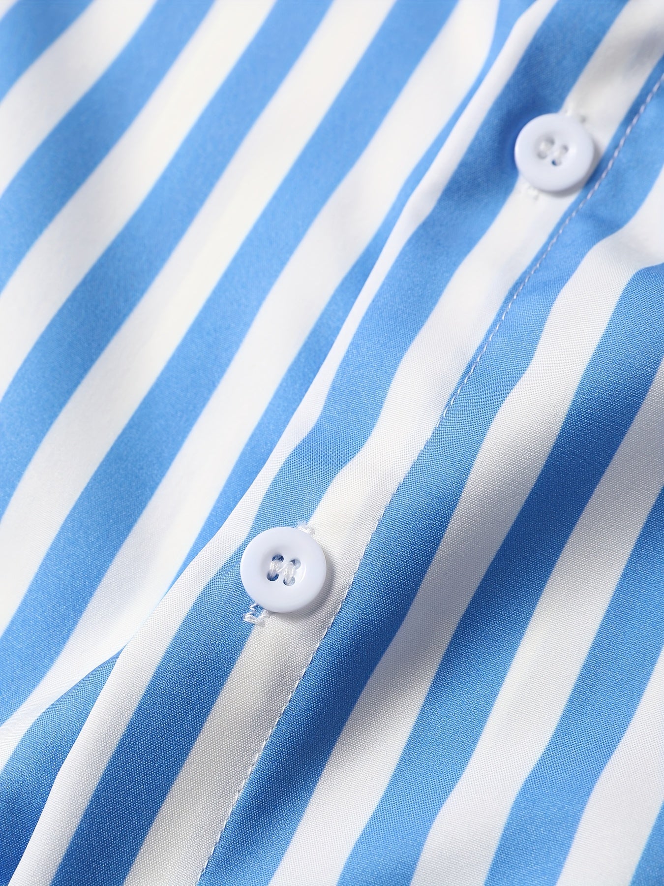 2pcs Men'S Casual Summer Outfit Set, Striped Short Sleeve Button Up Lapel Shirt Top & Solid Drawstring Shorts With Pockets For Casual Daily Wear And Holiday Resorts