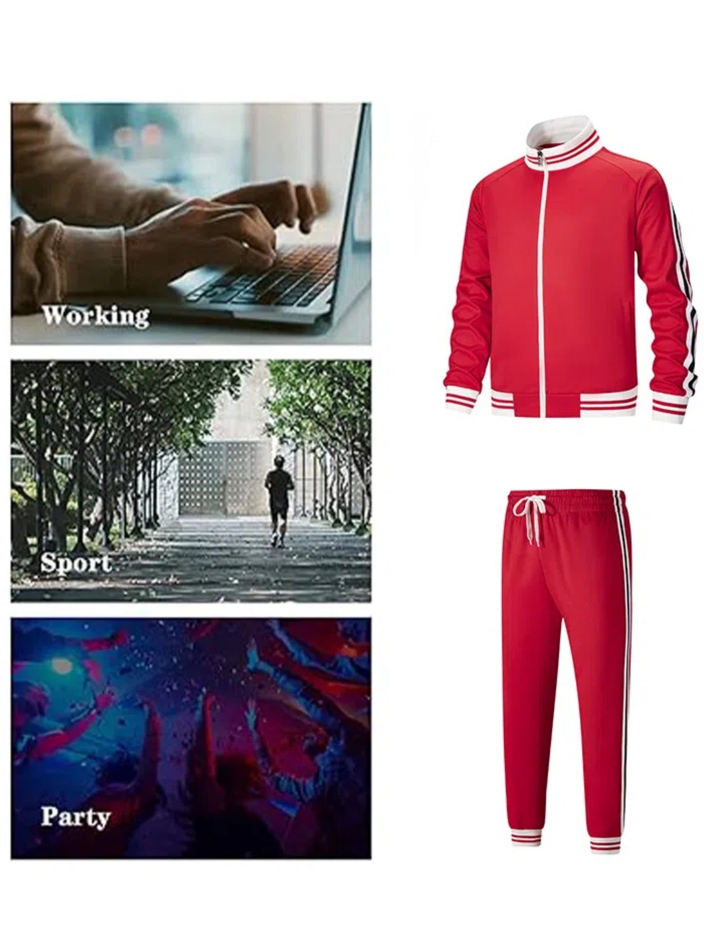 Men Track Suits Sets Long Sleeve Full-zip Sweatsuit Active Jackets And Pants 2pcs Outfits