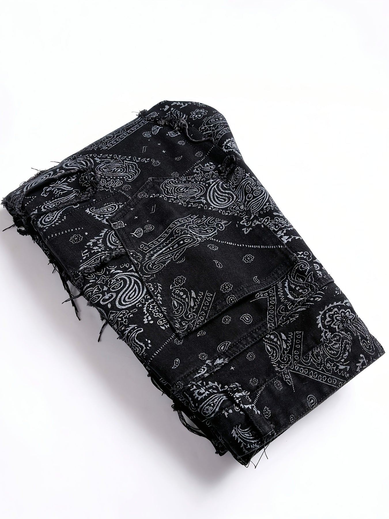 [Hme]Men'S Casual Print Jeans, Featuring a Trendy Street Hip-Hop Style, Mid-Rise Stretchy Slim Straight Cut, with Three-Dimensional Tailoring And Irregular Patch Designs. Made from Elastic Fabric That Is Machine Washable, Suitable for All Seasons