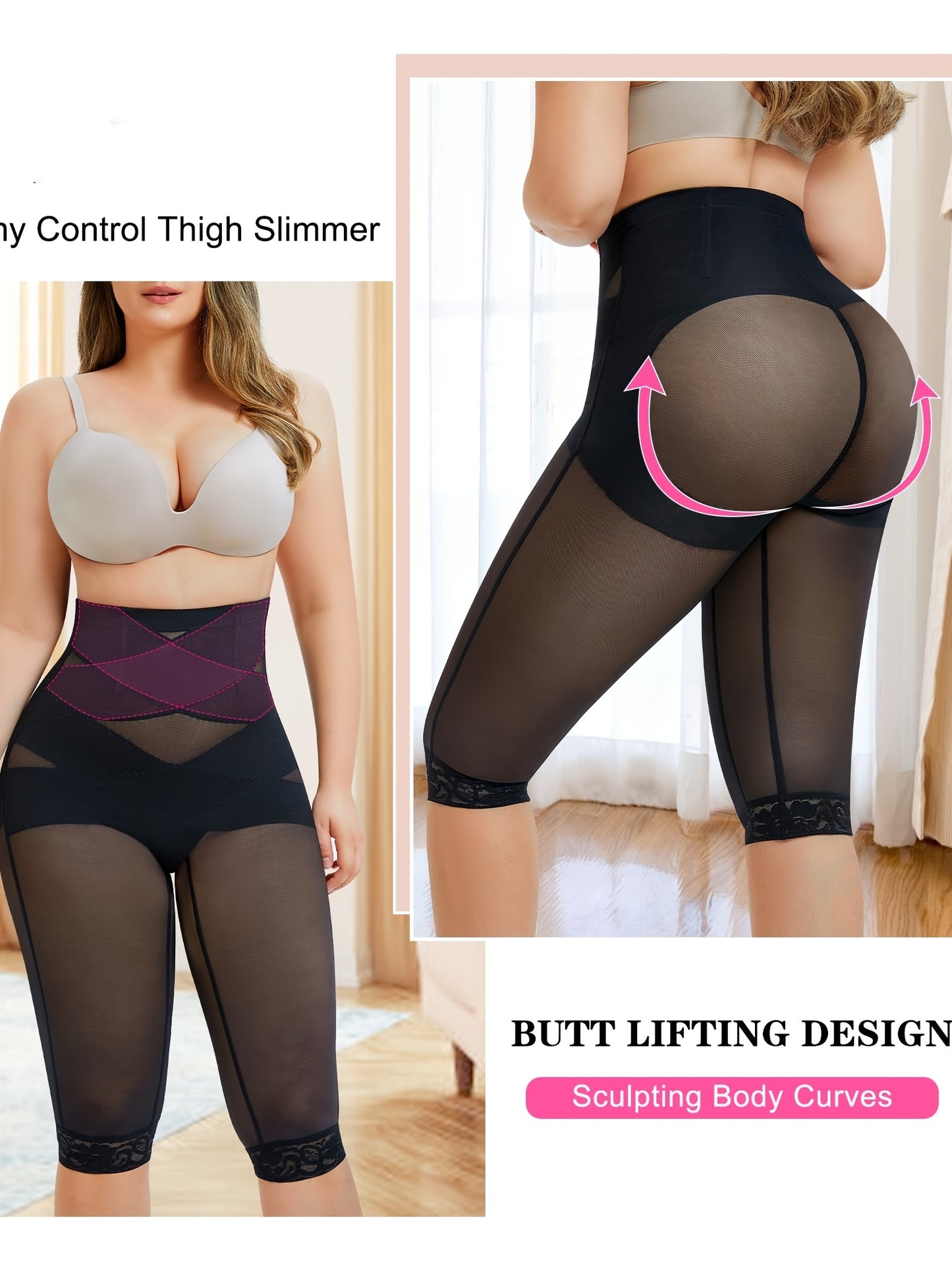 Women'S High Waisted Tummy Control Leggings - Compression Shapewear Booty Lift & Body Shaper with 4-Way Stretch, Posture Support, Breathable Mesh & Steel Boning-like Structure, Butt Lifting & Flat Tummy Sculpting Pants for Gym, Casual Attire