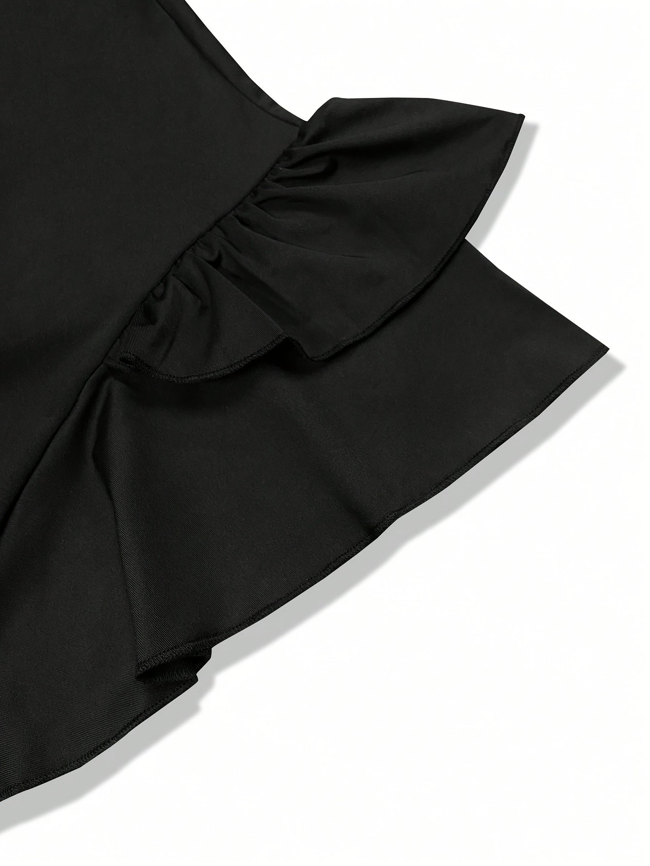 Women's Black Polyester Ruffle Short-Sleeve Dress - product view 4