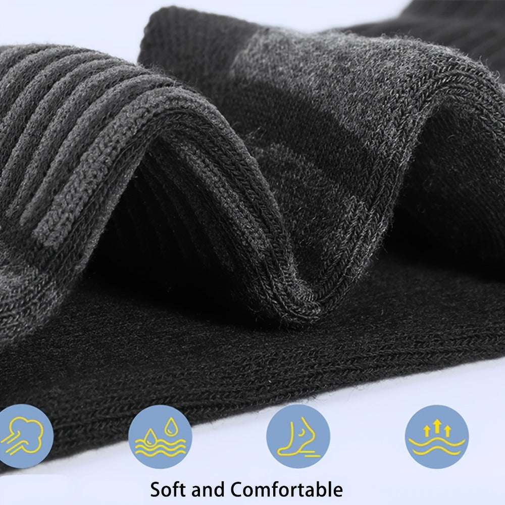 Men's Cotton Crew Socks 10-Pair Pack - Breathable Black Everyday Style
