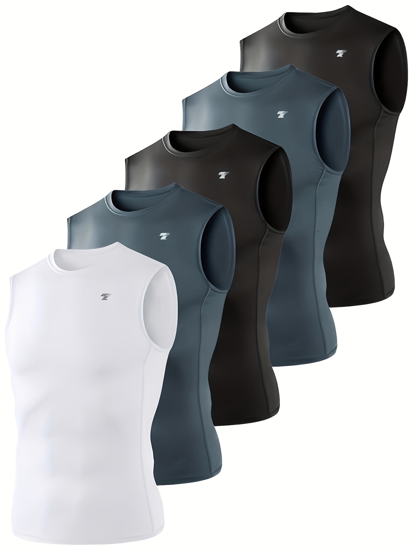 5- Pieces Men'S Sports Compression Vest Sleeveless Sports Top, Suitable For Exercise, Running, Fitness, And Daily Casual Wear