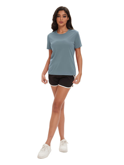 5pcs Of Women's Casual Short Sleeved Breathable Quick Drying S T-shirt, Basketball Outdoor T-shirt