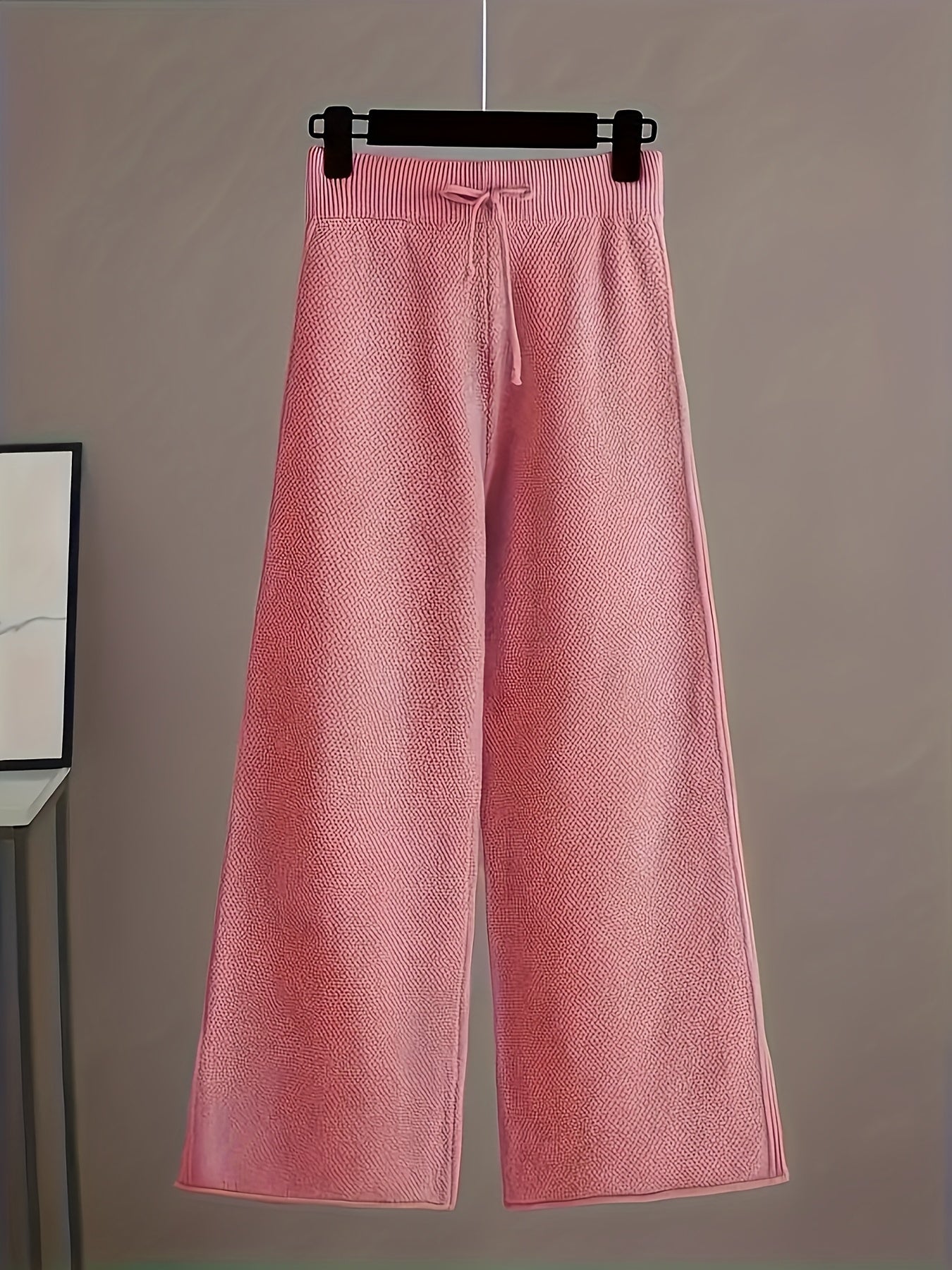 Women's Brick Red Knit High-Waist Long-Sleeve Pants - product view 44