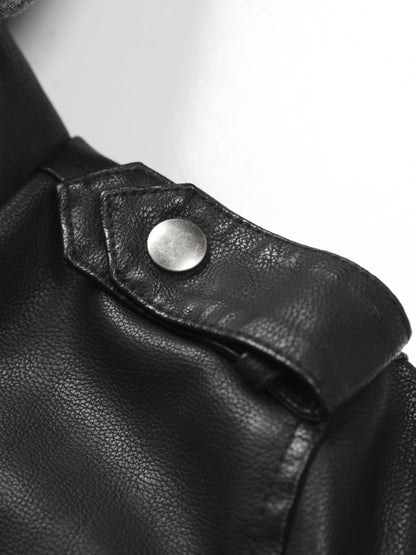 Women's Vintage-Style PU Leather Jacket - High Quality, Windproof, Tear- with Detachable Hood Casual Outdoor Riding Jacket