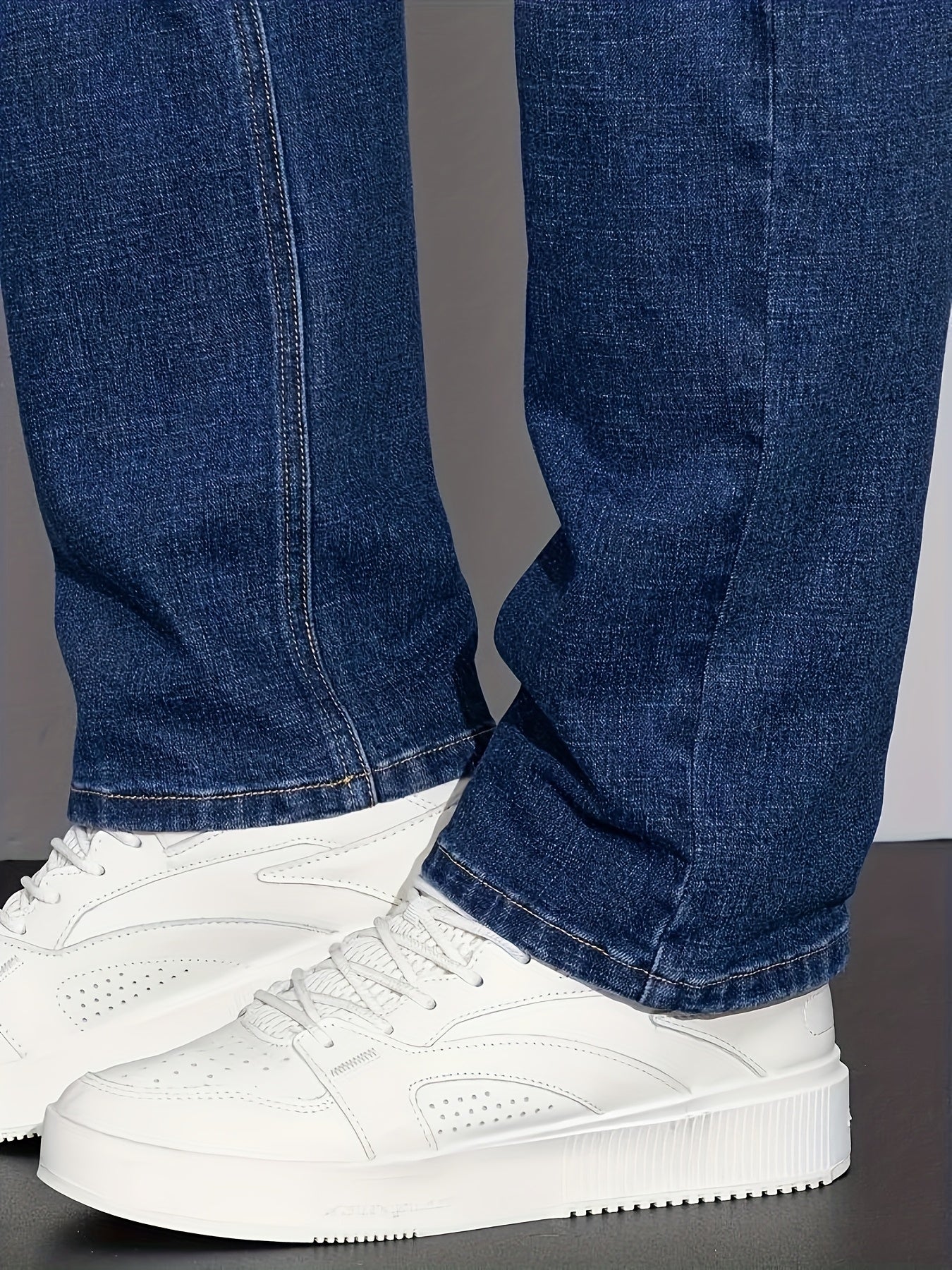 [HME] Men'S Easy And Casual Denim Trousers, Classic Five-Pocket Style, Retro Washed Craftsmanship, Mid-Waist Elastic Straight-Leg Pants, Built-In YKK Zipper Closure, Essential Men'S Plus-Size Jeans for Fashionable And Casual Outfits, Plus Size