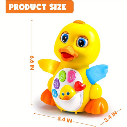 Baby Musical Duck Toy, Dancing Crawling Light-Up Tummy Time Toy With Music & Lights, Perfect Easter Basket Stuffers For Infants Toddlers