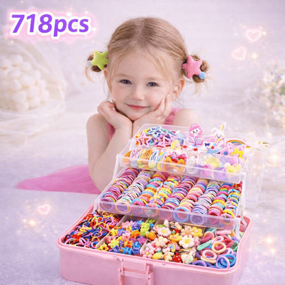 Girls' Hair Accessories Set 718-Piece - Bows and Clips