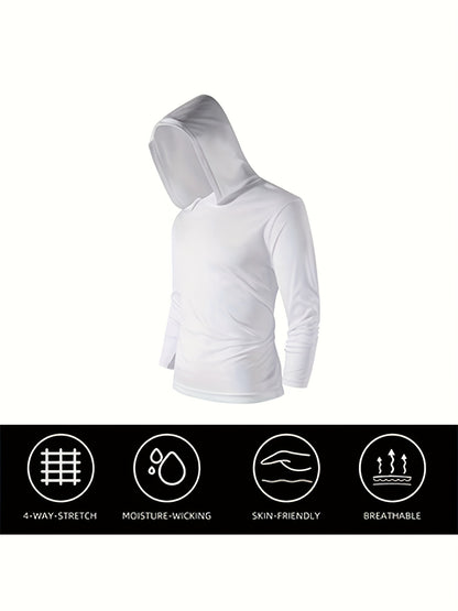 5pcs Men's Quick-Dry Breathable Hooded Sweatshirts - Moisture-Wicking Athletic Pullovers with Full-Zip Design, Gym, Outdoor & Casual Wear in Black, White, Gray, Blue, Orange | S-3XL Sizes | Multi-Sport Training Apparel for Running,,, Tennis & Beach Partie