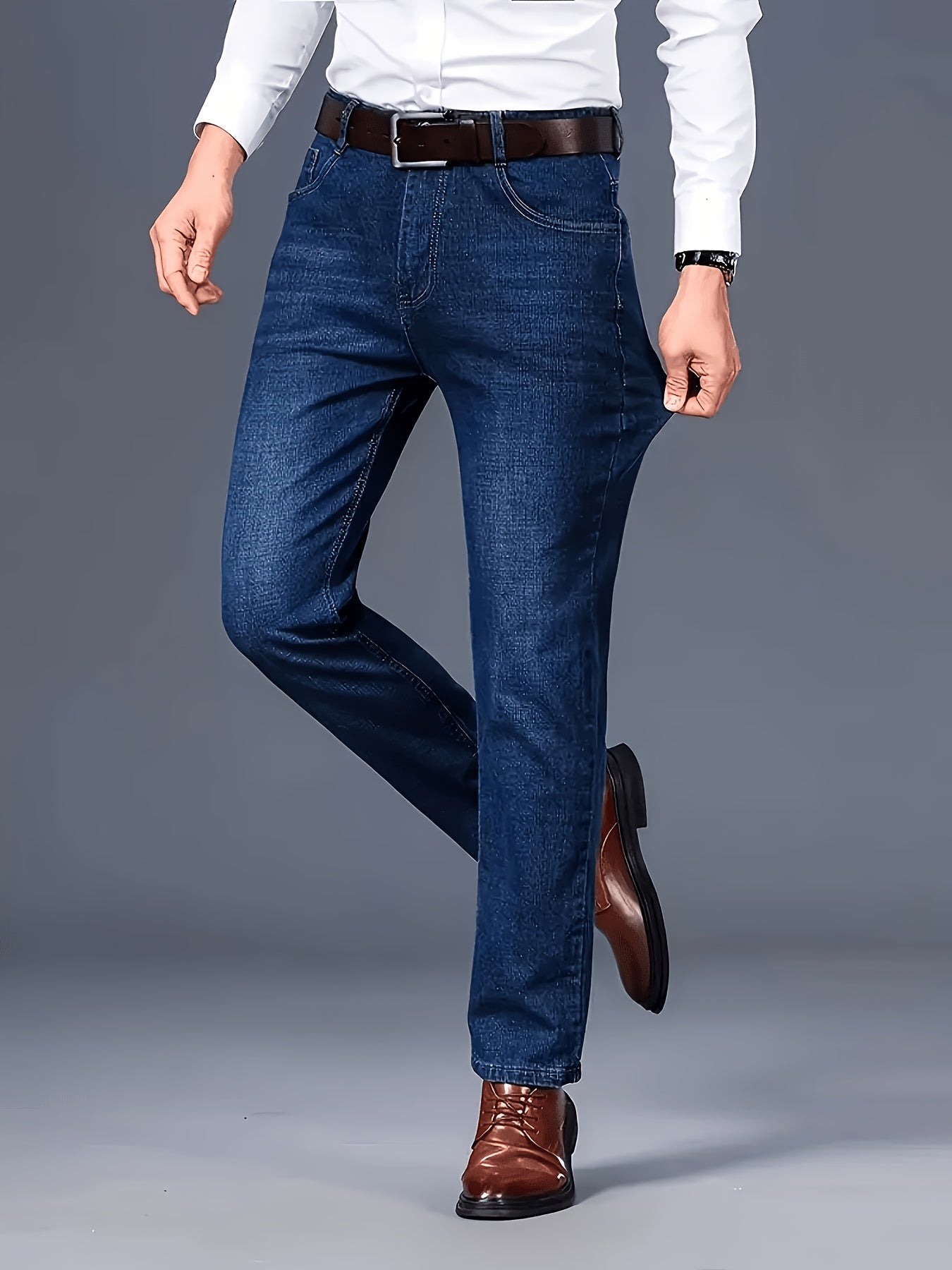 Men'S Regular Cut, Comfortable Stretch Waist Jeans, Classic All-Season Style, Comfortable Stretch Straight Leg Design. Suitable for Casual, Business, And Work Wear, Everyday Casual Attire, And a Must-Have Gift