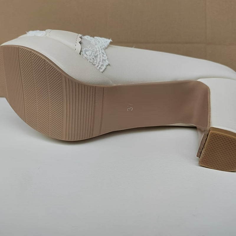 Elegant Women's Kawaii Mary Jane Pumps with Bow Tie & Lace Trim - Pink Block Heel Dress Shoes, Versatile Lolita Style for Parties & Work, Round Toe, Ankle Strap, Faux Cover Upper & Rubber Sole, Ladies Shoes Dressy