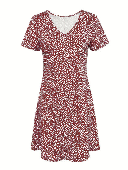 Women's Spring And Summer Printed Mom Style Casual Vacation Beach Versatile Dress
