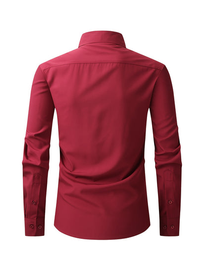 Men's Regular Fit Casual Button Shirts Long Sleeve Stretch Breathable Wrinkle Resistant Solid Work Weekend Wear