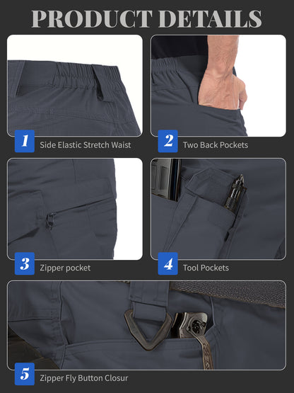 2pcs Cargo Shorts for Men Outdoor Casual Hiking Work Shorts with Multi-Pocket (No Belt)
