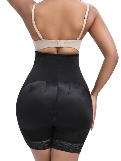 Women'S Double-Layer Compression Waist Trainer with Zipper - High Support, Shape-Fitting Workout Belt And Shorts, Black with Lace Detail, 1pc, Shape Fitting Belt|Zippered Waistband|Compression Support, Waist Trainer