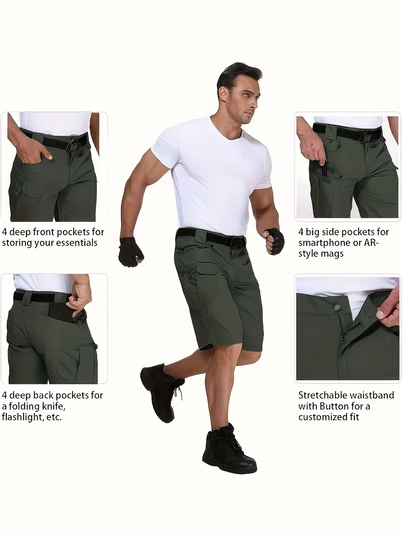 Men's Black+gray Shorts - product view 19