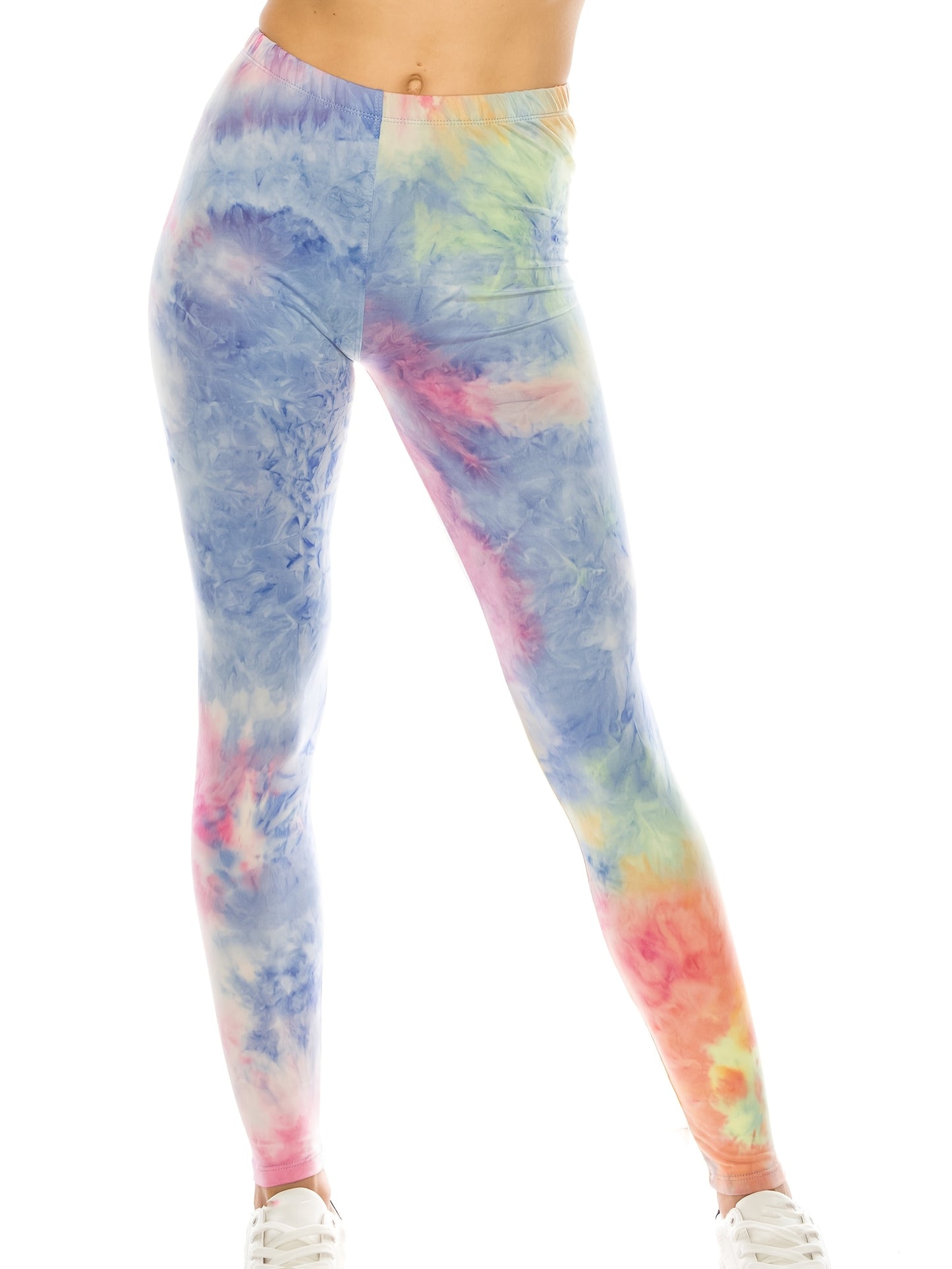 Tie Dye Print Skinny Yoga Leggings - Casual Sports Every Day Stretchy Leggings - Polyester & Spandex Blend - For Women - Suitable for Yoga, Fitness & Everyday Wear - Perfect Gift for Active Women