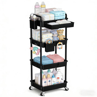 3 4 T Mobile Storage Cart for Nursery Space Saving Organizer on Wheels Perfect - product view 9