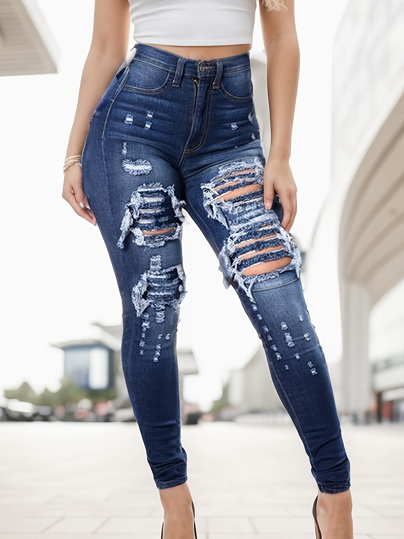 Tight Jeans with a High Waist And High Stretch, Perfect for Casual Wear And Daily Use, Designed for Women