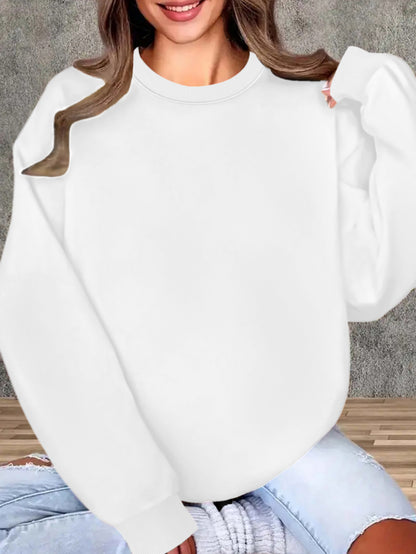 Just Peachy Women's "Just Peachy" Pattern Printed Crewneck Sweatshirt- Polyester Fiber, Loose Fit, 280g Heavyweight Fabric, Machine Washable, Autumn Winter Casual Pullover