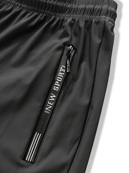 Three Pairs Of Men's Summer Stretch Ice Silky Fiber Long Pants Feature Drawstring Waistbands, Breathable And Quick-drying Materials, And Letter Patterns. Suitable for Fishing, Basketball, Camping, Gym Workouts, And Beach Running.