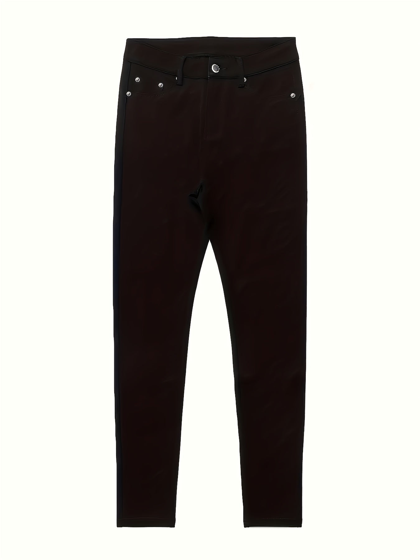 Women'S Plus Size High-Waisted Stretch Skinny Jeans - Elegant Dark Wash Black Tapered Leg with Beltless Design & Zipper Closure, for All-Season Casual to Formal Pants for Everyday & Formal Wear
