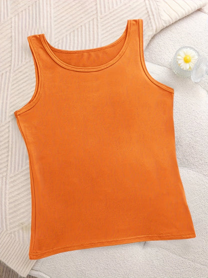 A Set of Six Women'S Soft Adhesive Vests in Various Colors Including Black, White, Gray, Pink, Rose Red, And Green. These Sleeveless Shirts Are Elastic, Breathable, And Comfortable for All Seasons, Making Them Ideal for Home And Casual Outings