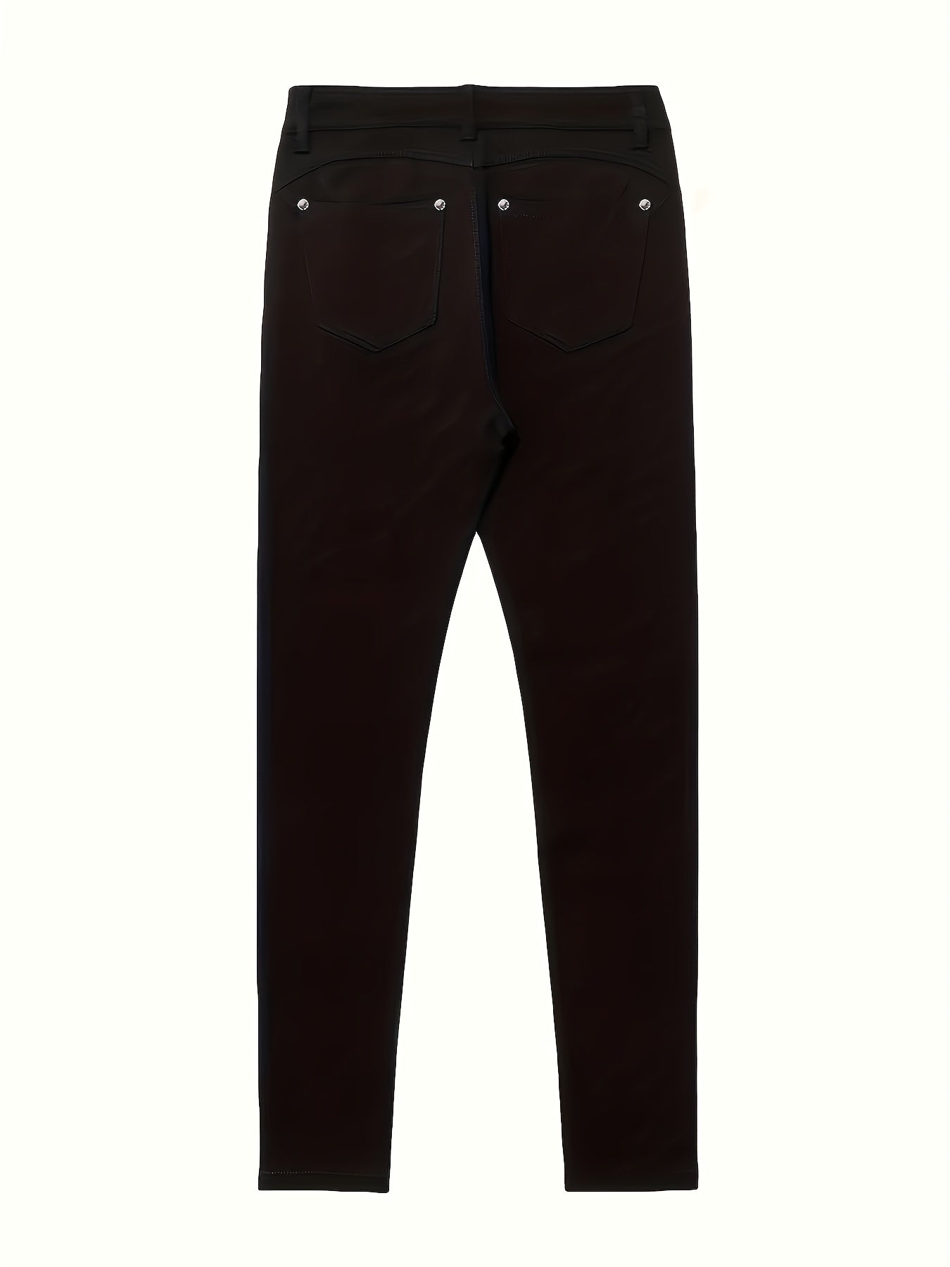 Women'S Plus Size High-Waisted Stretch Skinny Jeans - Elegant Dark Wash Black Tapered Leg with Beltless Design & Zipper Closure, for All-Season Casual to Formal Pants for Everyday & Formal Wear