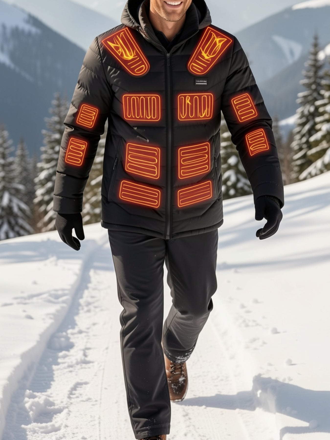 Men'S Heated Jacket with 36 Heating Zones, Winter Cold-Proof Jacket Suitable for Men And Women, Outdoor Sports Coat, Warm Heated Clothing with Three-Level Temperature Adjustment, Usb-Powered Heating with Adjustable Temperature (Battery Not Included)