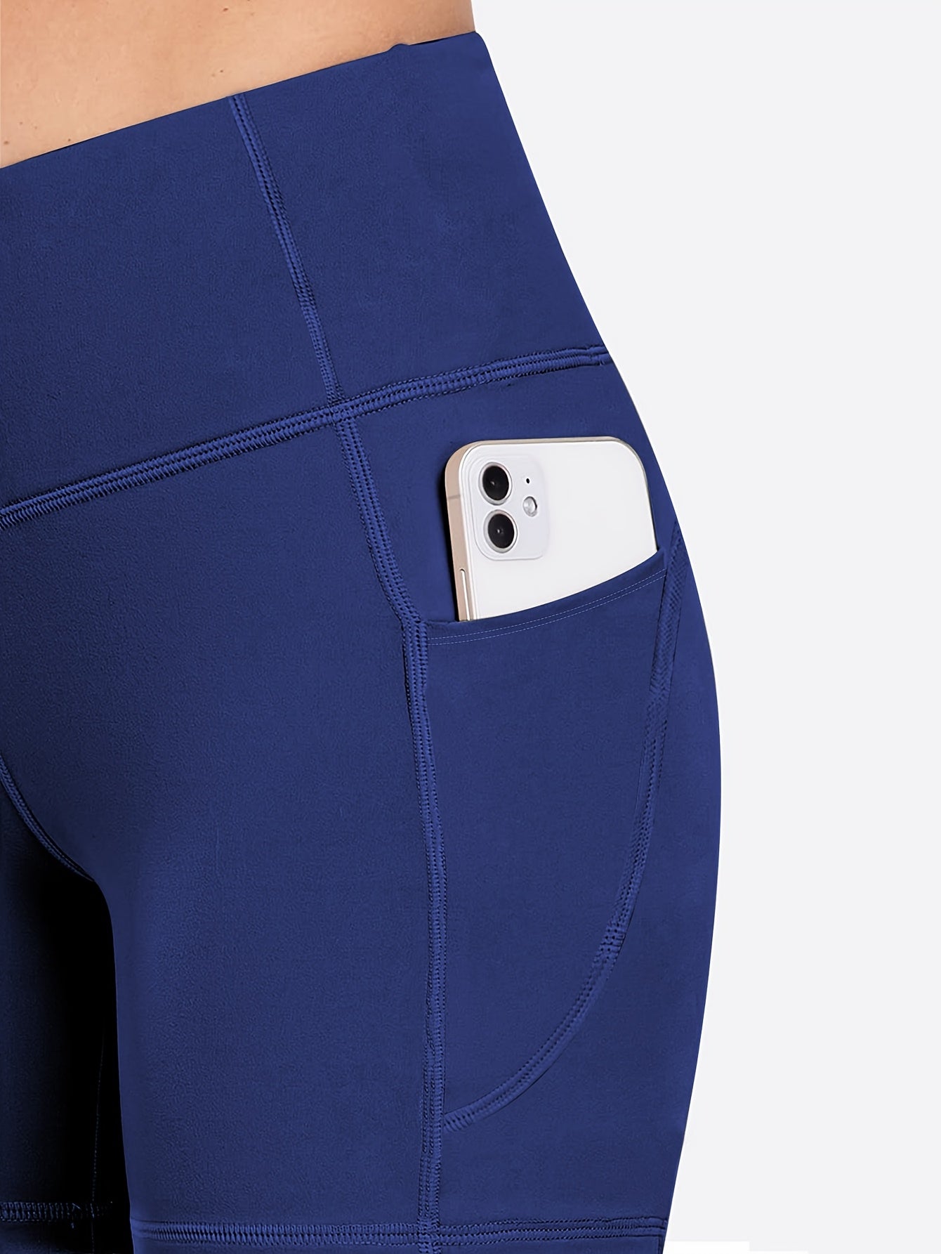 6-pack Plus Size Women'S Sports Shorts High Waist Hip Lifting Yoga Shorts With Pocket Three-quarter Pants Gym Running Exercise Fitness Shorts
