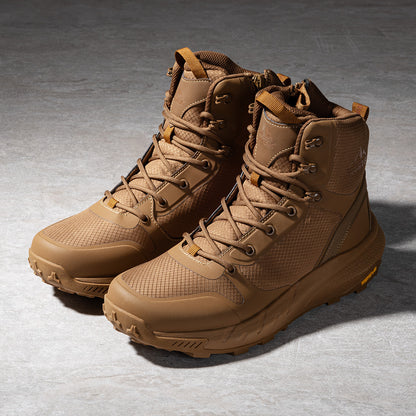 Men's Mid Tactical Boot Comfortable Waterproof Lightweight Boots with Zipper for Work All Day Non-Slip Outdoor Motorcycle Combat Boots