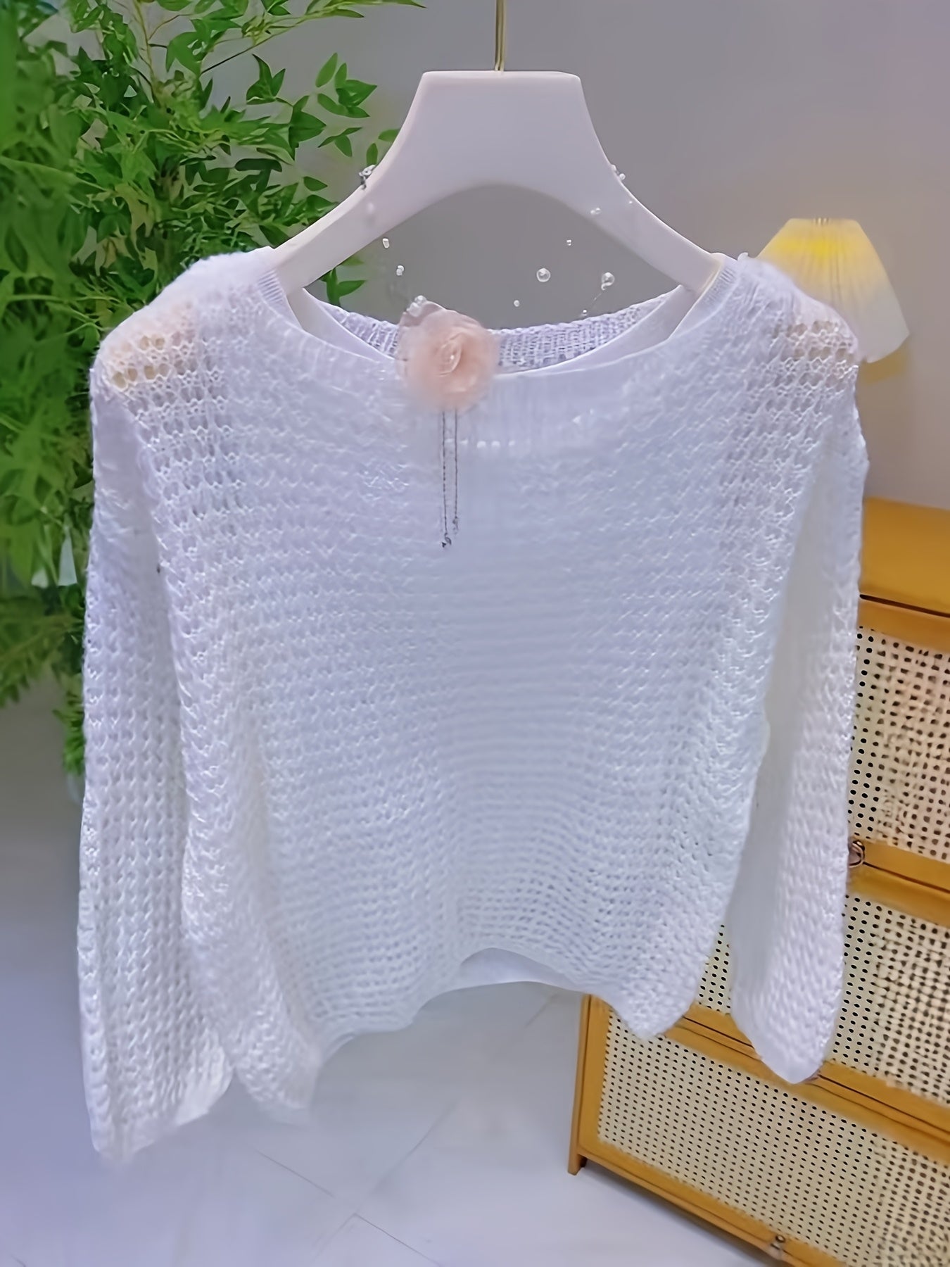 2026 Women'S Hollow Out Sweater Cardigan Long Sleeve Open Front Crochet Cover Up Lightweight Casual Layering Outerwear Soft Top For Spring Fall Winter Resort Wear