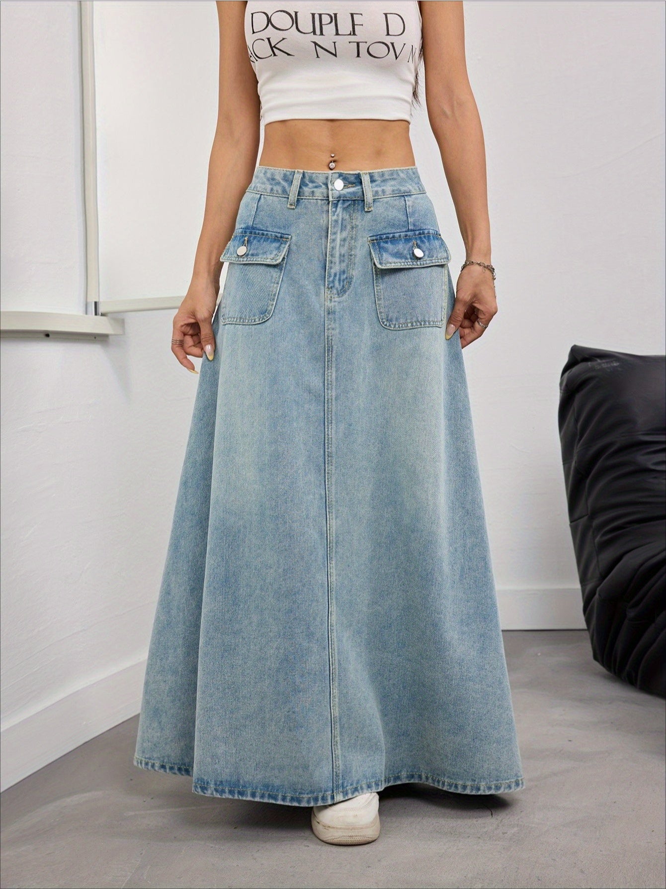 Women's Light Blue Denim Skirt - product view 1
