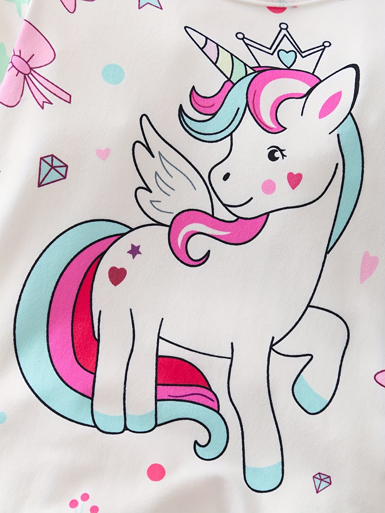 Fashionable Cute Unicorn Printed Pattern Footed Overalls 3pcs Set for Baby Girls, Perfect for Outdoor