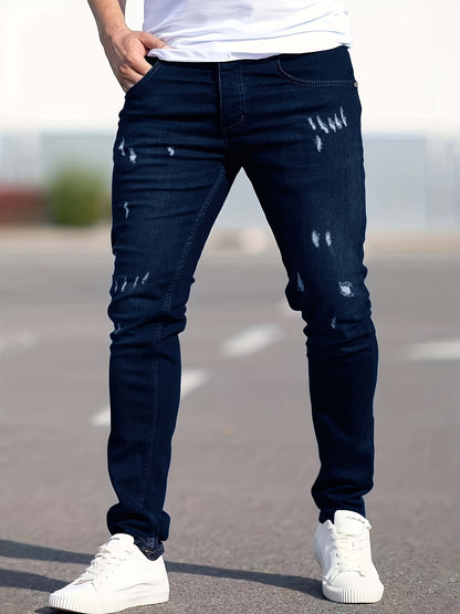2 pcs - Trendy Ripped Jeans for Men - Fashionable Street Style Stretch Jeans for Men - Suitable for All Seasons