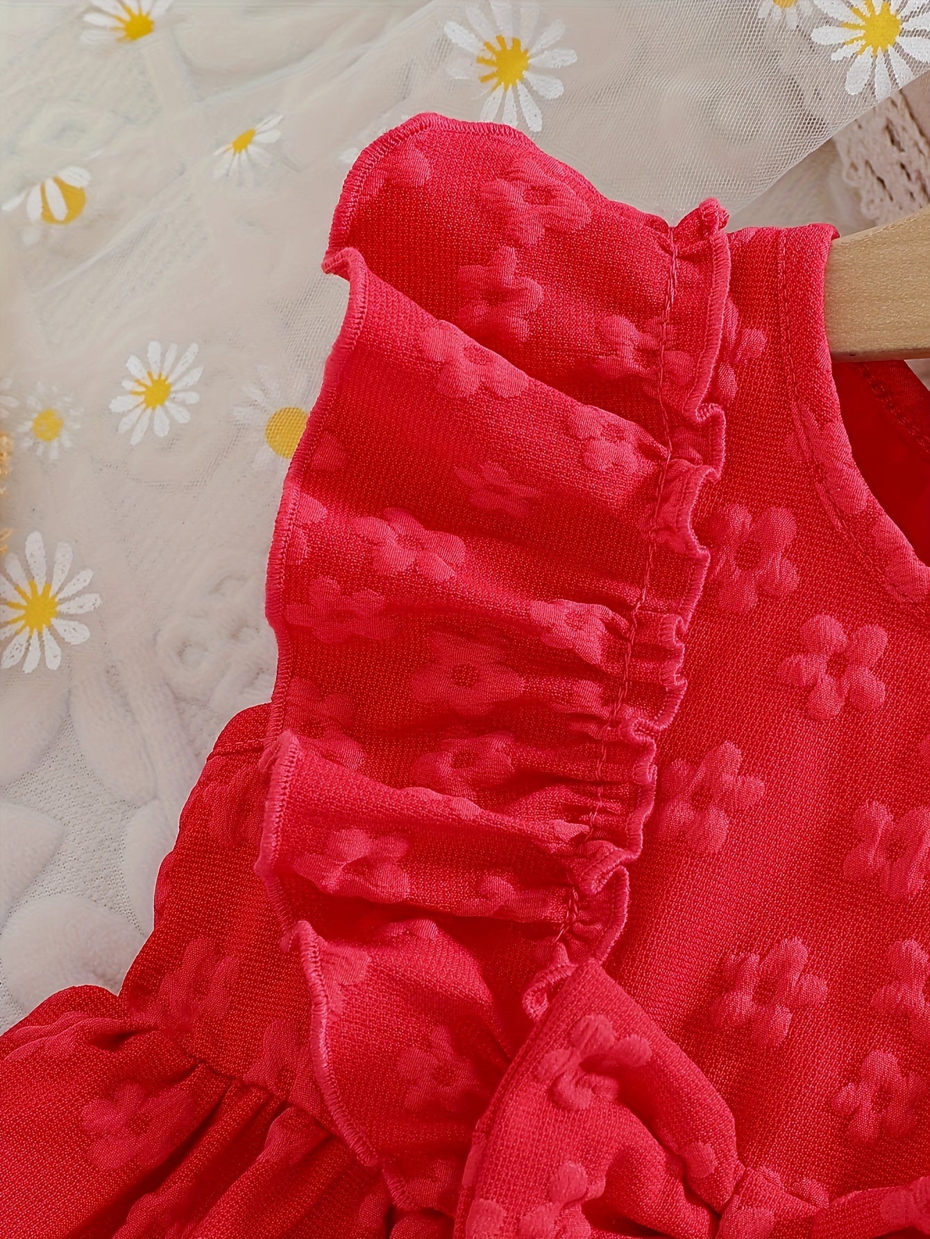 Baby Girl Clothing, Baby Products, Newborn Baby Girl Clothing, Baby Girl Summer Versatile And Cute Round-neck Plain-color Ruffled Floral Princess-style Dress. Baby Girl Casual Dress. Back-to-school Promotion. Valentine's Day Gift.