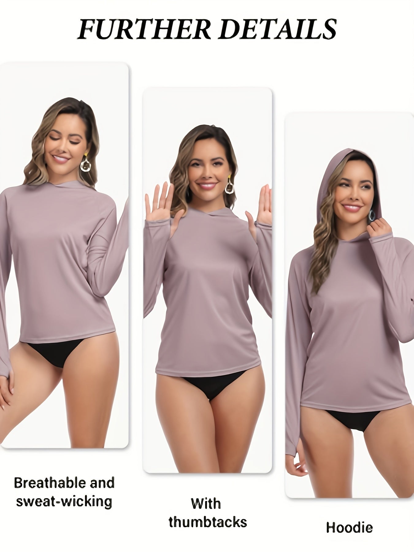 4pcs Set Women'S Hooded Shirt, Lightweight Quick-dry Hooded Shirt Women'S Casual Long-sleeved T-shirt Solid Color Multi-piece Set, Suitable For Sports Such As Fishing, Outdoor Activities, And Fitness