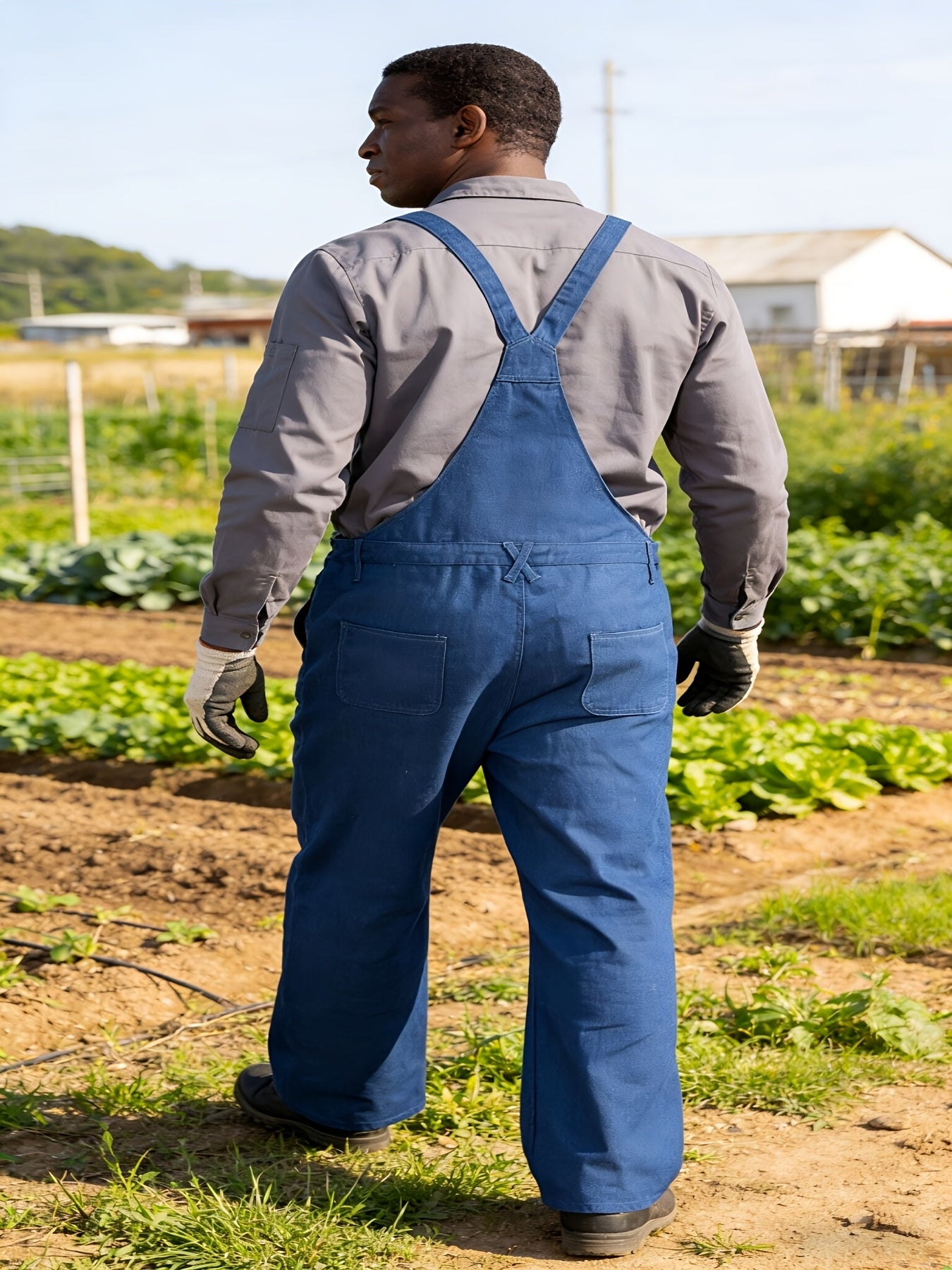 Plus-size Men's Loose-fitting Overalls, Suitable for Plus-size Men. Adjustable Straps, Durable Black Fabric, Suitable for Work And Outdoor Wear., PLUS SIZE