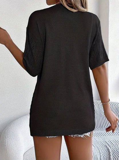 Plus Size, Plus Size Women's Lightweight Lace- Cardigan - Open Front Semi-Sheer Cover-Up with Cut-Out Design, Casual Chic Spring/Summer Beachwear for Vacation & Leisure, Summer Layering Piece | Elegant Cardigan | Elegant Craftsmanship, Lace Cardigan