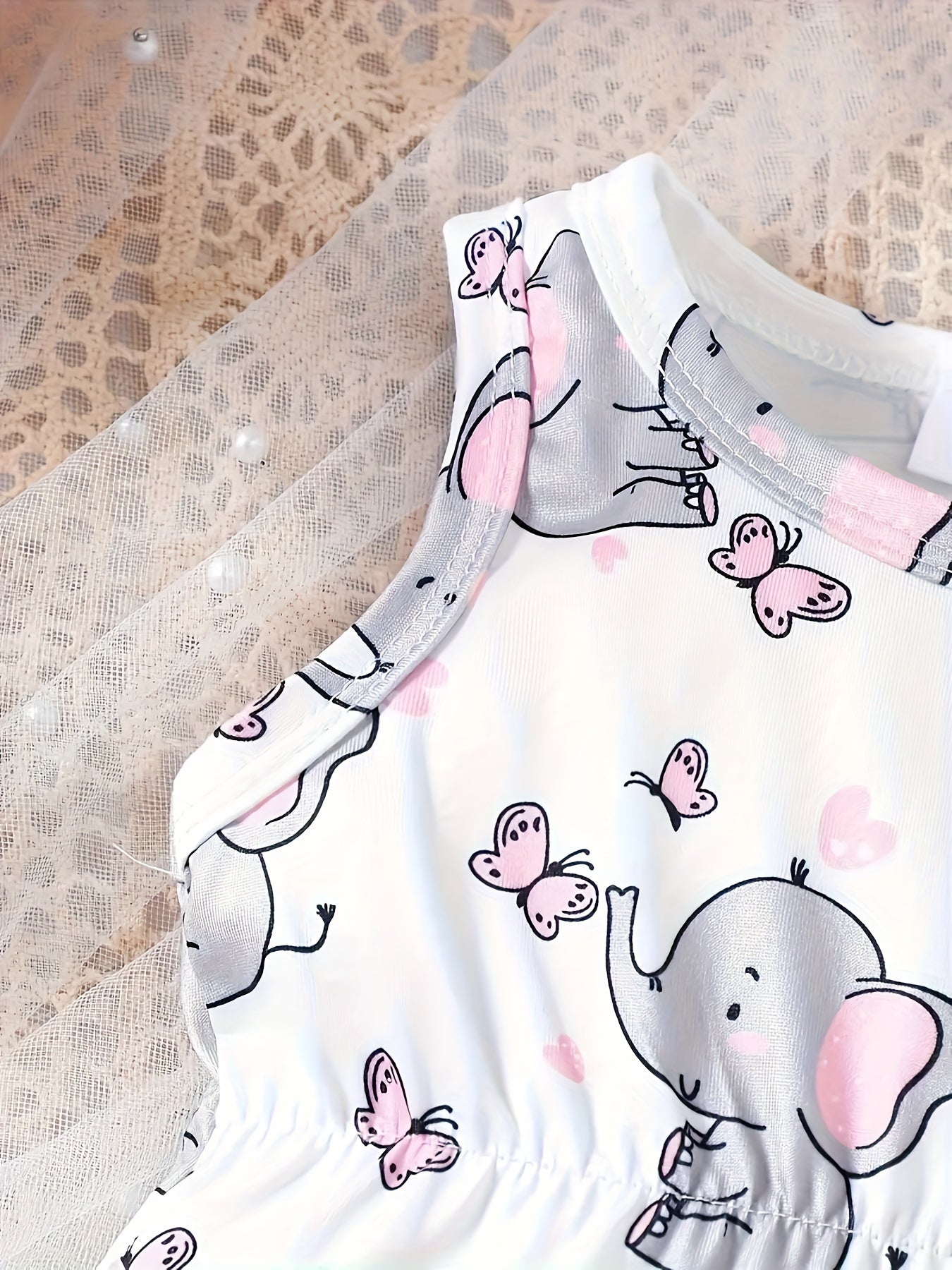 Triangle Bodysuit And Hairband Featuring a Butterfly And Elephant Print for Babies, a Casual Sleeveless Romper, Perfect for Summer, Suitable for Toddler And Infant Girls, Ideal As a Gift, for Outdoor