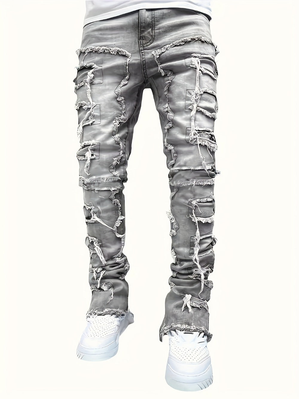 Men's Slim Fit Jeans - Classic Wash Distressed Travel 392485
