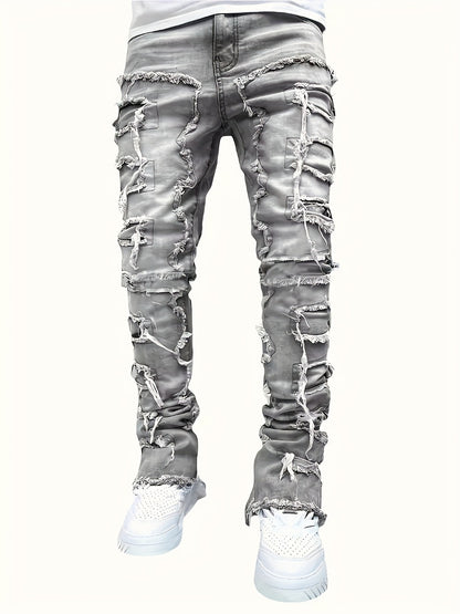Men's Slim Fit Jeans - Classic Wash Distressed Travel 392485